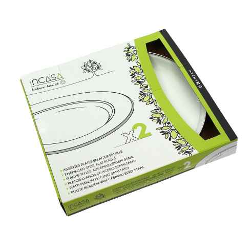 Set de 2 assiettes plates en acier émaillé Incasa RG-917526