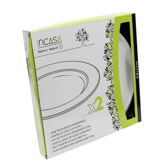 Set de 2 assiettes plates en acier émaillé Incasa RG-917526