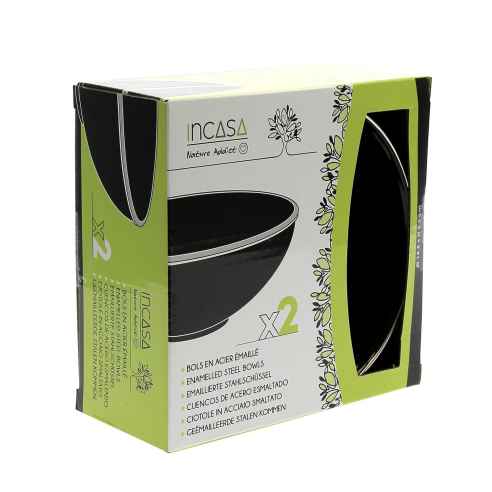 Pack de 2 bols en acier émaillé Incasa RG-917536