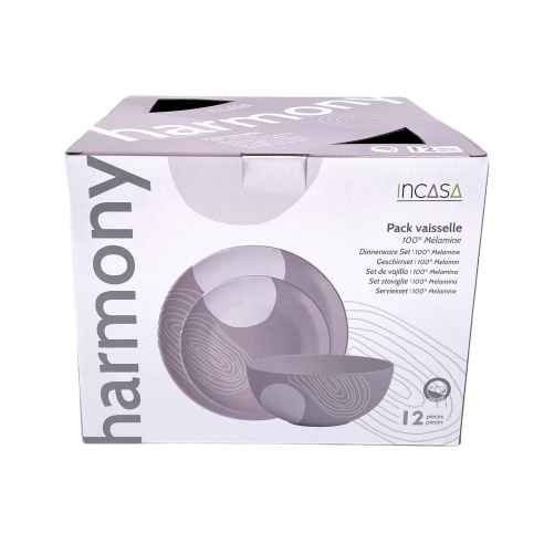 Pack vaisselle mélamine 12 pièces Harmony Incasa RG-917533