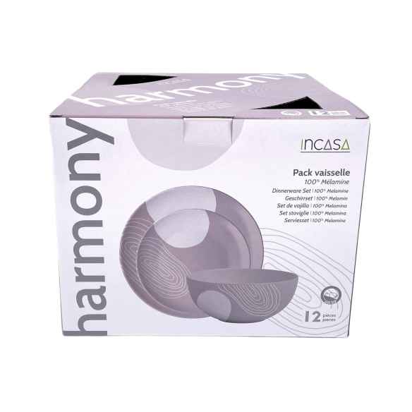 Pack vaisselle mélamine 12 pièces Harmony Incasa RG-917533