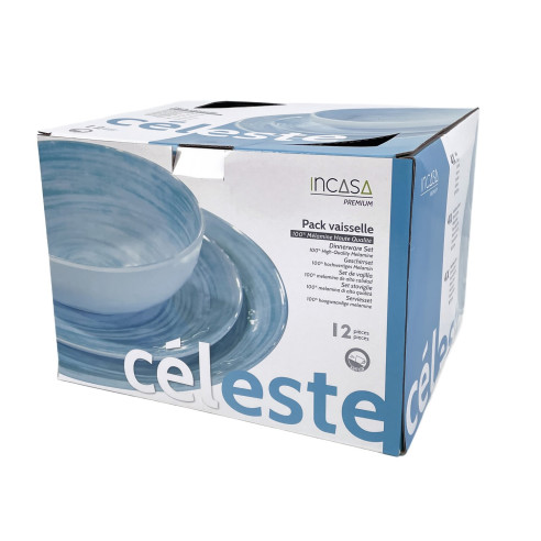 Pack vaisselle mélamine 12 pièces Céleste Incasa RG-917543