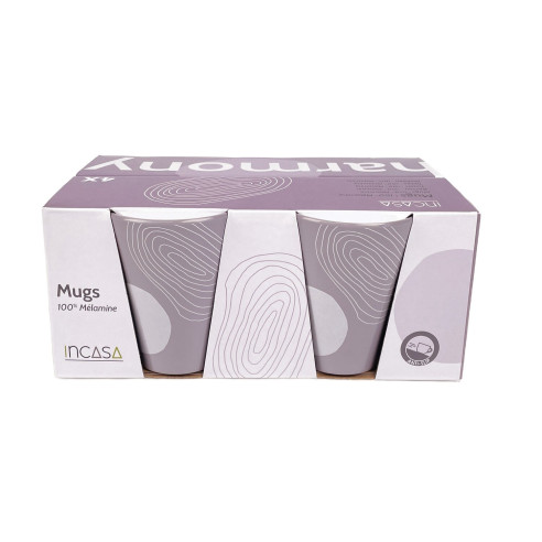 Pack 4 mugs mélamine Harmony Incasa RG-917593