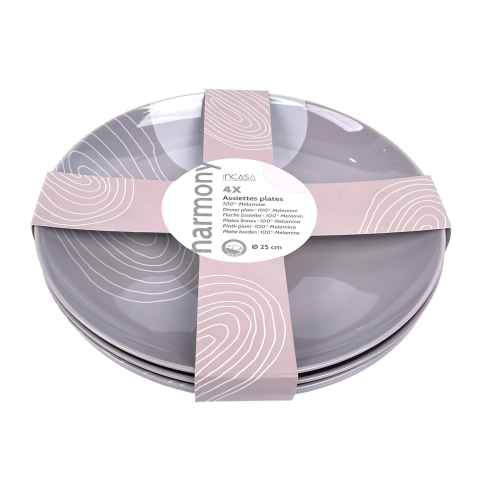 Pack 4 assiettes mélamine Harmony Incasa RG-917534