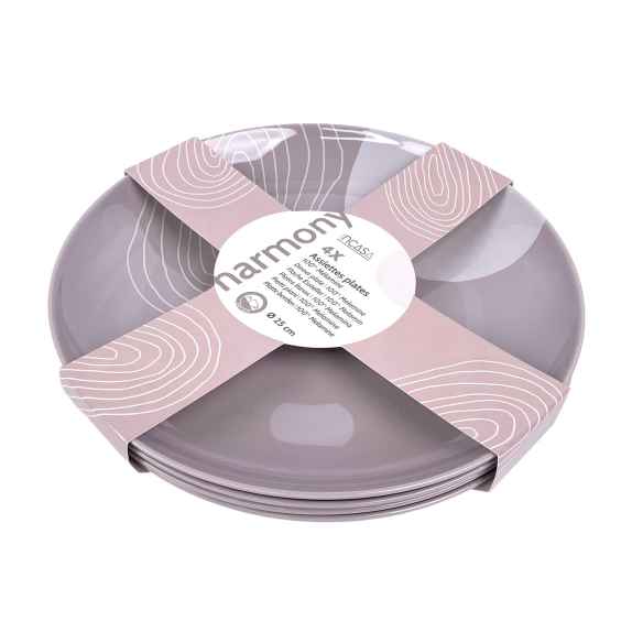 Pack 4 assiettes mélamine Harmony Incasa RG-917534