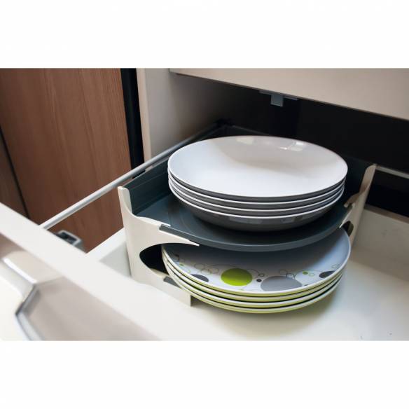 Range assiette CAMP4 - bloc en mousse pour ranger la vaisselle en camping- car ou en bateau - H2R Equipements.