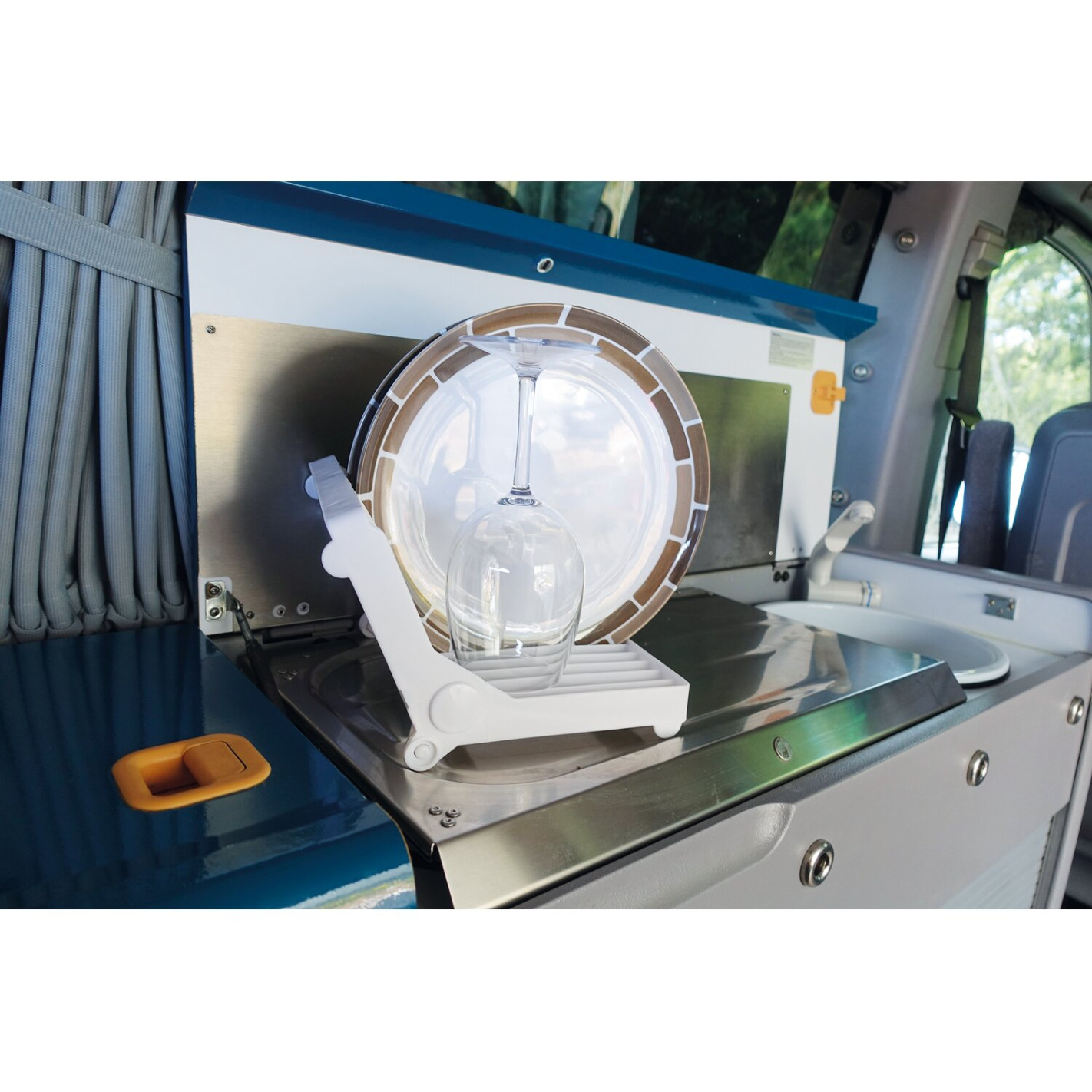 Egouttoir Vaisselle Cuisine Pliable avec Bec Pivotant, Rangement Vaisselle  Egouttoir Evier pour Camping Car Accessoires Caravane