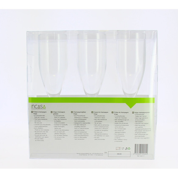 Lot de 3 flûtes à champagne Volga Incasa RG-918482