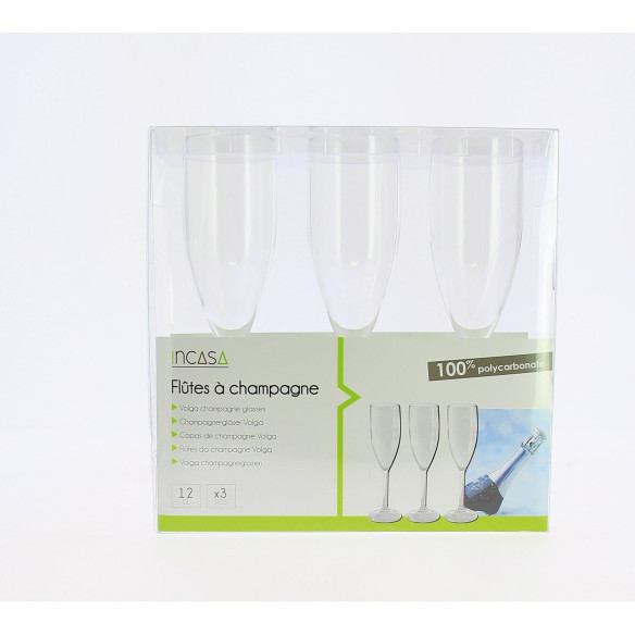 Lot de 3 flûtes à champagne Volga Incasa RG-918482