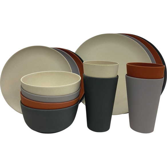 Ensemble de vaisselle en fibre de bambou - 16 Incasa RG-914558