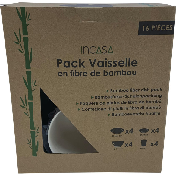 Ensemble de vaisselle en fibre de bambou - 16 Incasa RG-914558