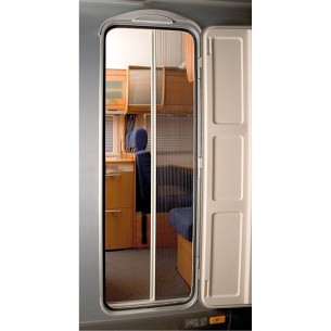 Rideau de porte chenilles coloris gris/blanc pour caravane et camping-car