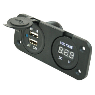 Prise USB double encastrable 12/24 Volt 2.1A 5 Volt pour caravanes