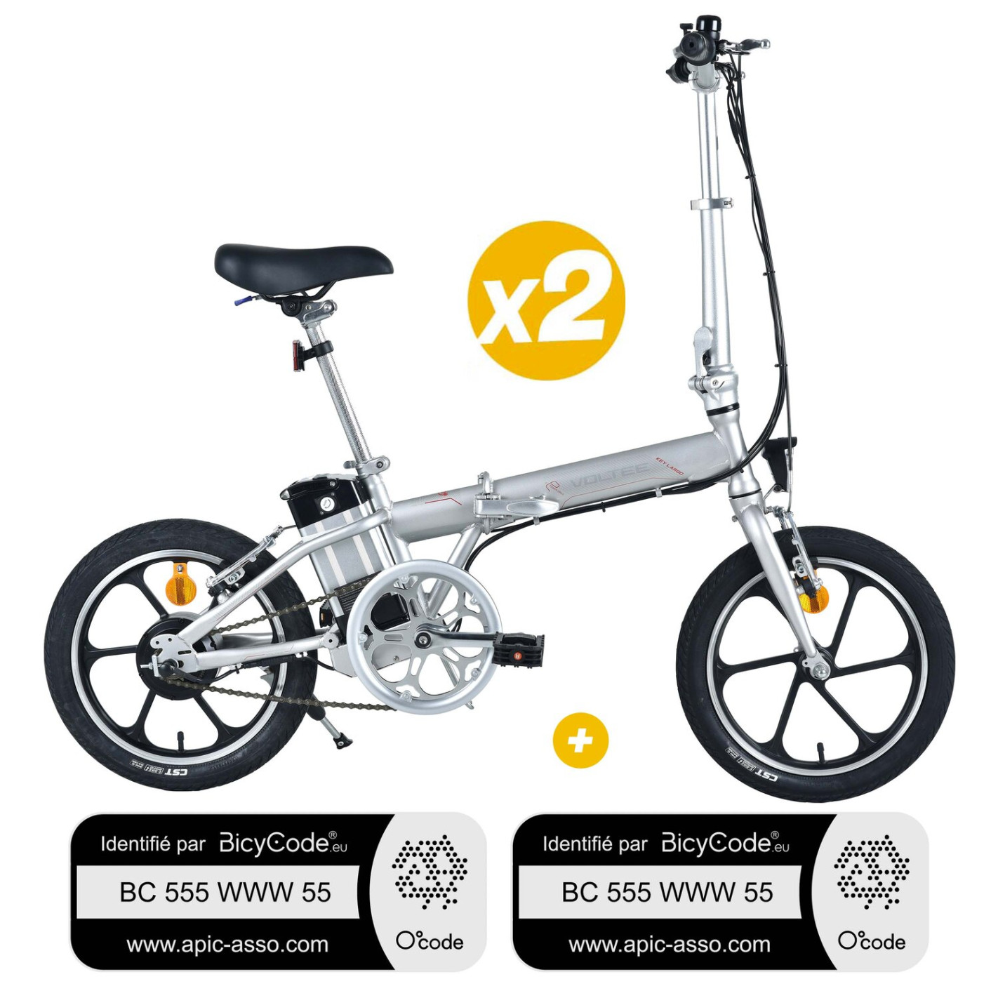 2 Vélos à assistance électrique pliant Key Largo  RG-BQLD875