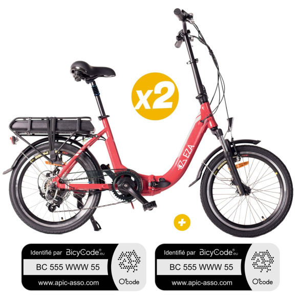 2 vélos à assistance électriques Confort rouge Eza RG-BQLD1228