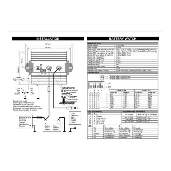 Protection décharge profonde Battery Watch Mastervolt RG-752737