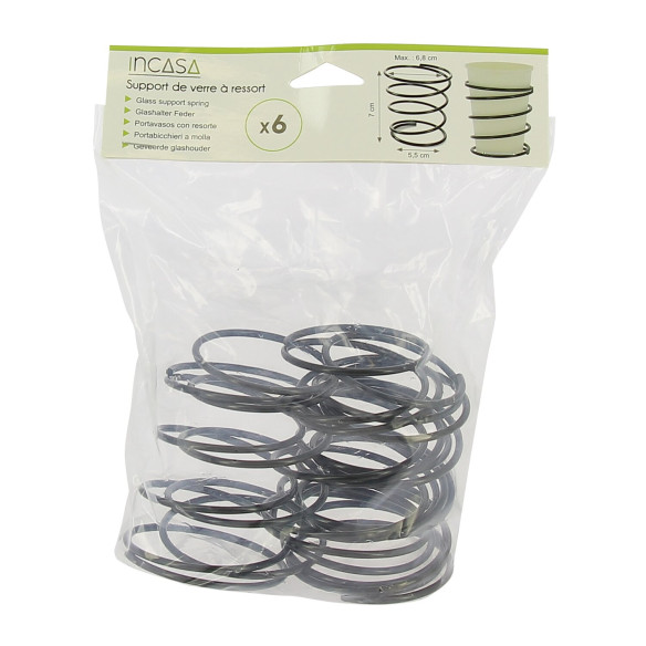 Lot de 6 supports de verre ressorts Incasa RG-915577