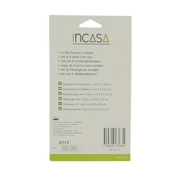 Lot de 4 pinces à nappe Incasa RG-912472