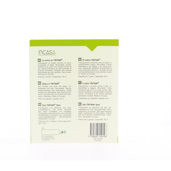 Lot de 2 verres à vin Incasa RG-918477