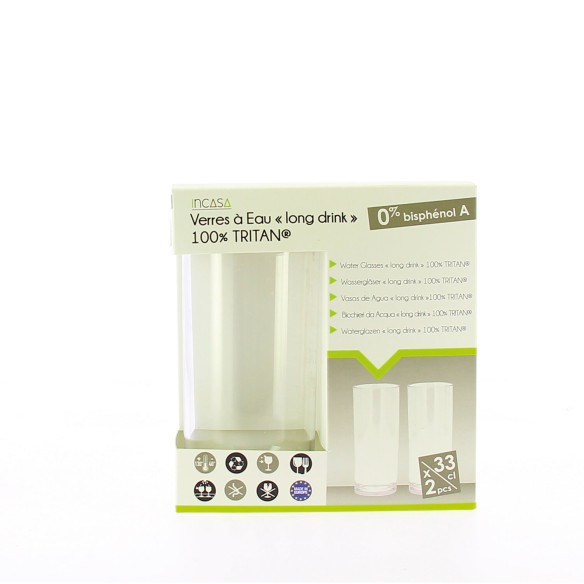 Lot de 2 grands verres à eau Incasa RG-918438