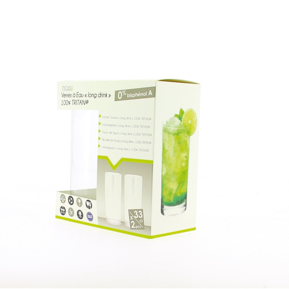 Lot de 2 grands verres à eau Incasa RG-918438