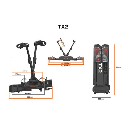 Porte-vélos plateforme basculant TX2 2 vélos Spinder RG-505311