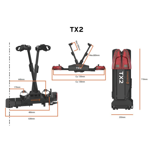 Porte-vélos plateforme basculant TX2 2 vélos Spinder RG-505311
