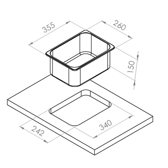 Evier en acier inoxydable 260x355x150 Navy Load RG-428470