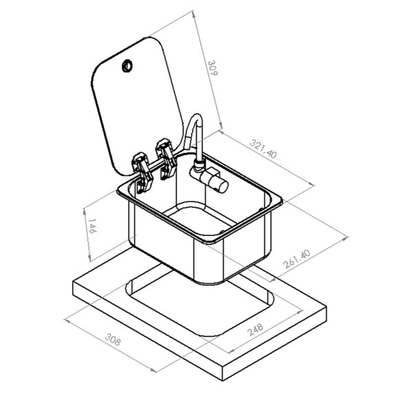 Evier en acier inoxydable avec couvercle Navy Load RG-428460