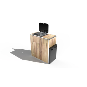 Beach frigo en bois stratifié cérusé Conversion Van RG-008713D