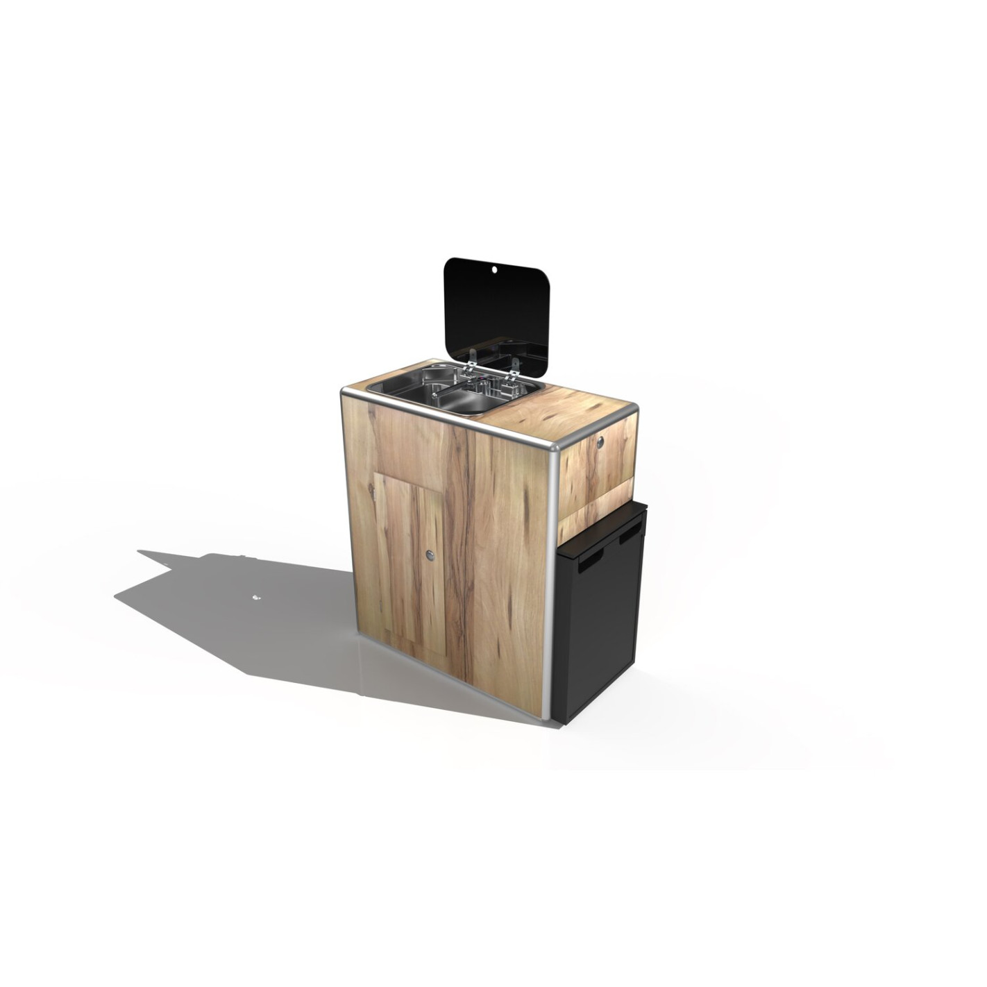 Beach frigo en bois stratifié cérusé Conversion Van RG-008713D